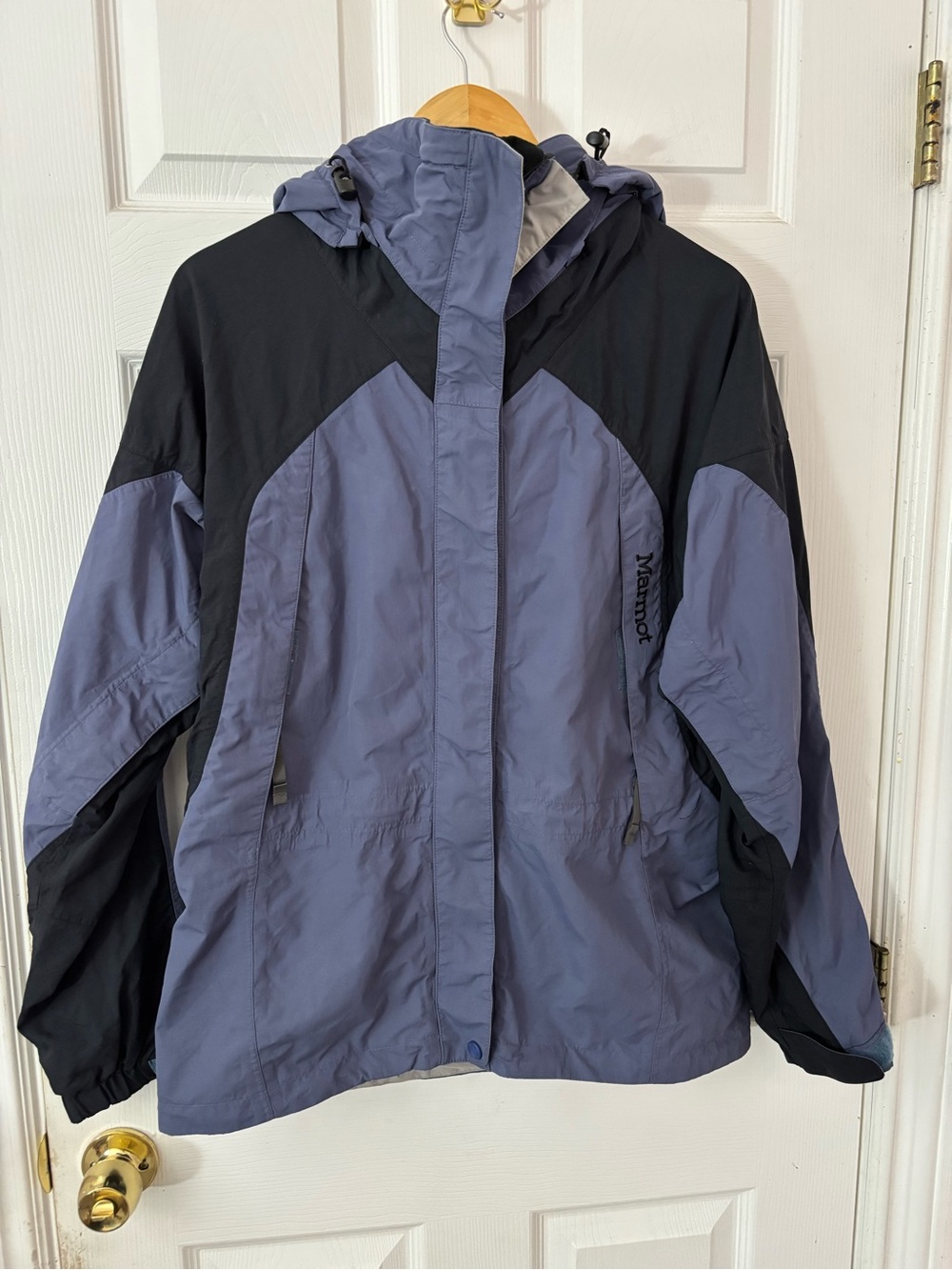 Vintage Marmot Women’s Medium Waterproof Shell Jacket Blue Black Y2K Ski Parka